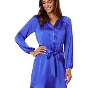 Lily Pulitzer Long Sleeve Satin Dress in Large